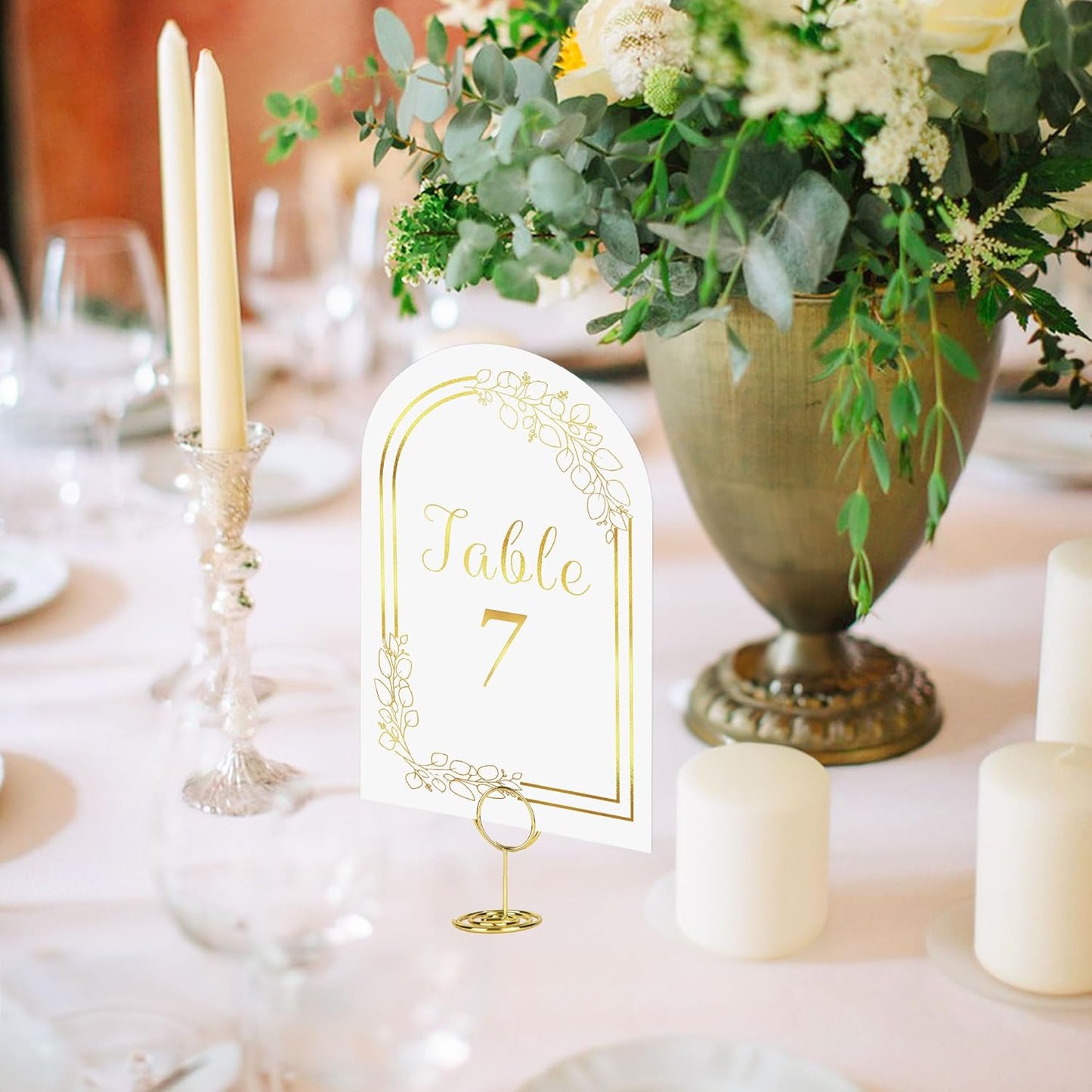 JOYIT 40 Sets Wedding Table Number 1-40 with 40 Pcs Table Number Holders, White Gold Table Number Cards with Place Card Holders, 4" x 6" Table Numbers for Wedding Reception and Birthday
