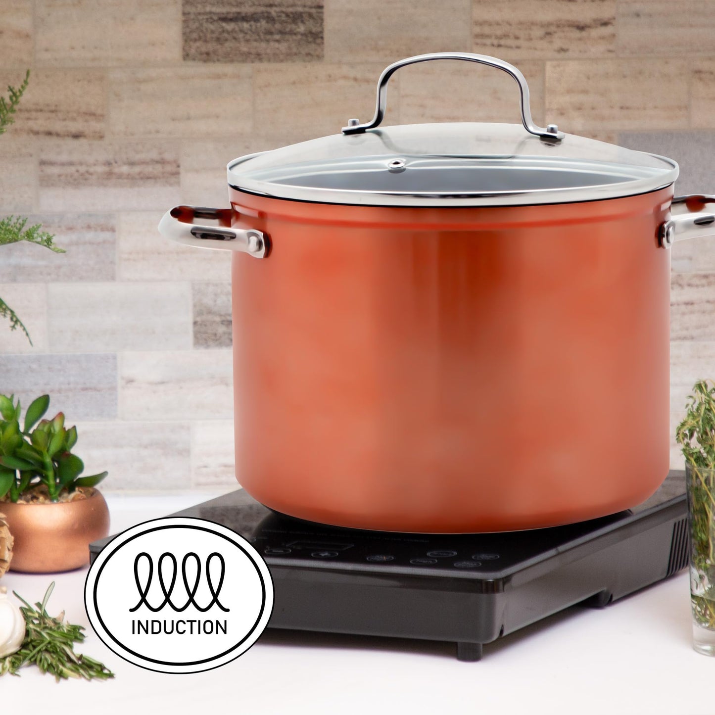 Nuwave 12pc Healthy Pots and Pan Set Non-Stick, Forged Lightweight Cookware Set, G10 Duralon Ceramic Coating, Vented Tempered Glass Lids, Induction-Ready & Works on All Cooktops, PFAS Free