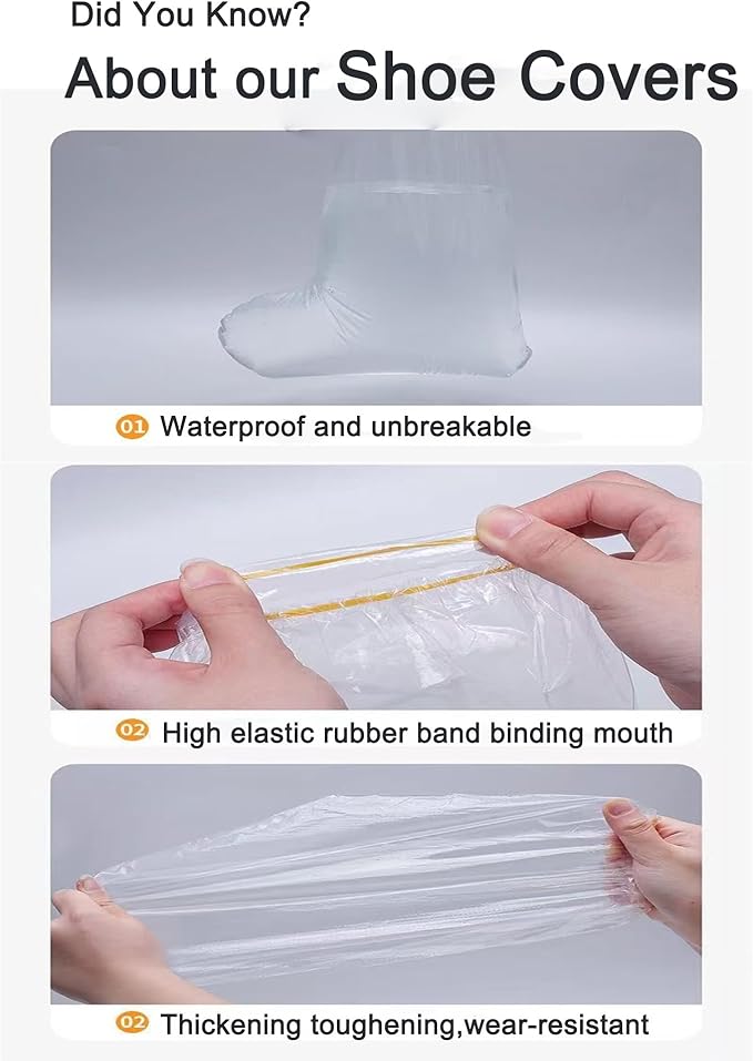 10 Pairs Disposable Shoe Covers，Plastic Waterproof Shoe Covers for rain,Non-Slip Outdoor Rain Shoe Covers for Men Women -Waterproof Boot Covers (Transparent)