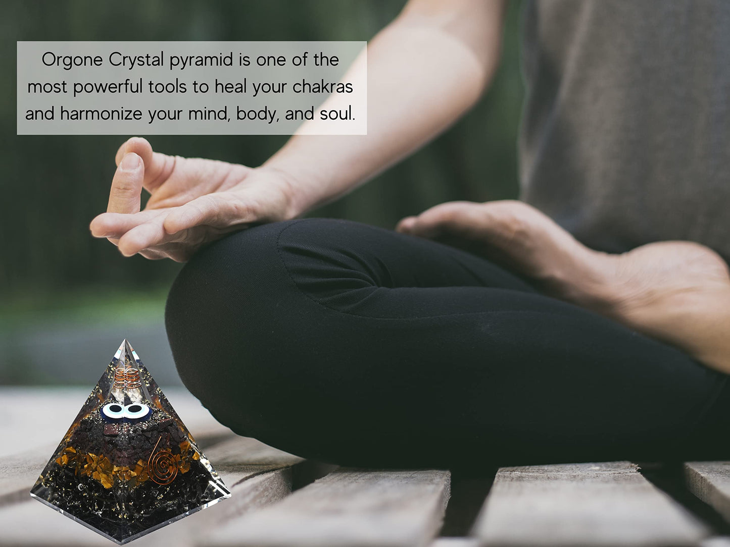 Amazing Gemstone Organite Orgone Pyramid Extra Large 95MM - Orgone Energy Pyramid with Evil Eye, Hematite, Tiger Eye,Black Obsidian Crystals&Healing Stone - Orgonite Pyramids Crystals&Positive Energy