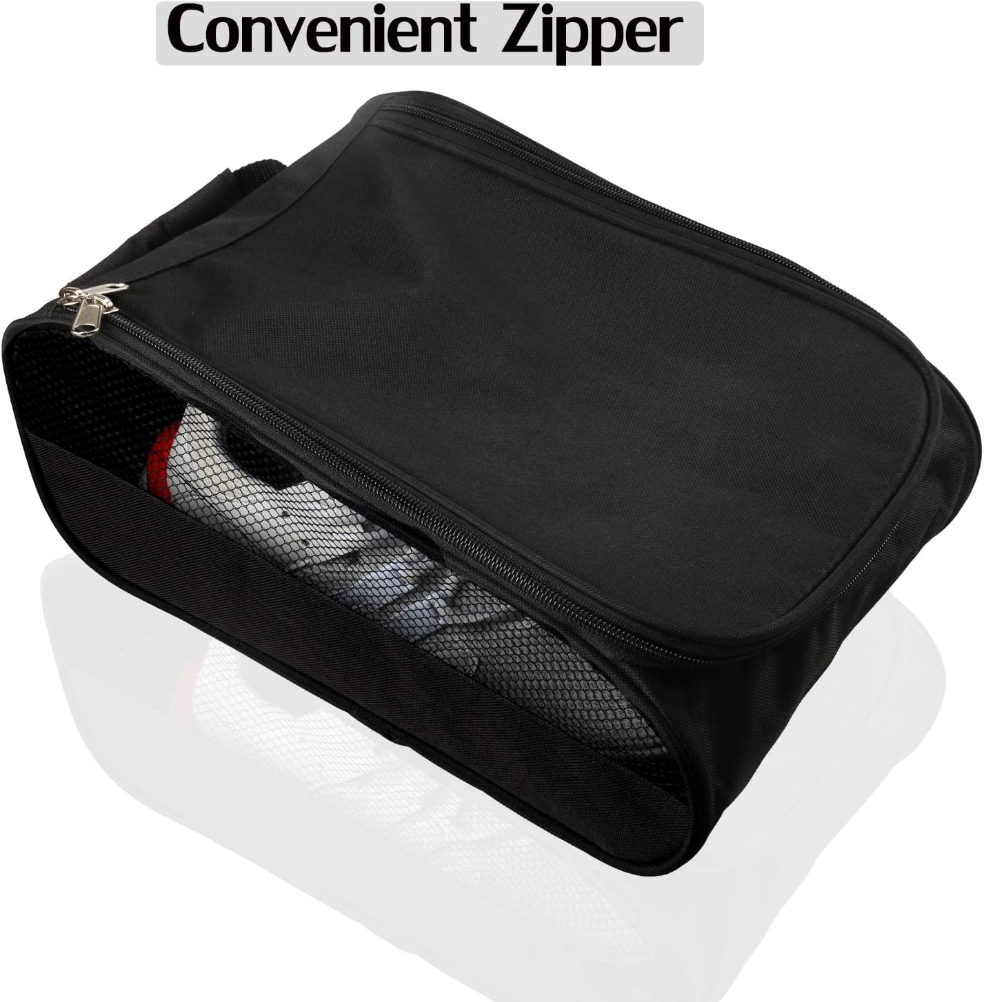 Outdoor Golf Shoes Bags Travel Shoes Bags Zippered Sport Shoes Bag (Black)