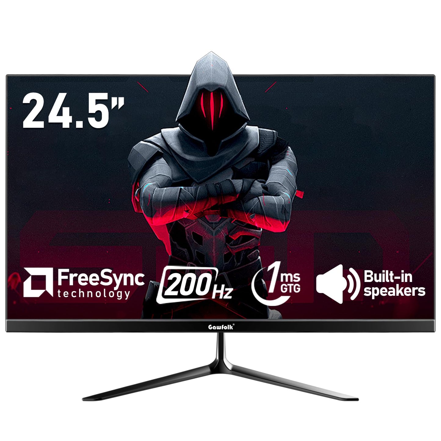 Gawfolk 24.5 Inch PC 200Hz Gaming Monitor, FHD 1080p screen, Built-in speakers,1ms without Bezel, freesync, 99% sRGB, 178  Angle