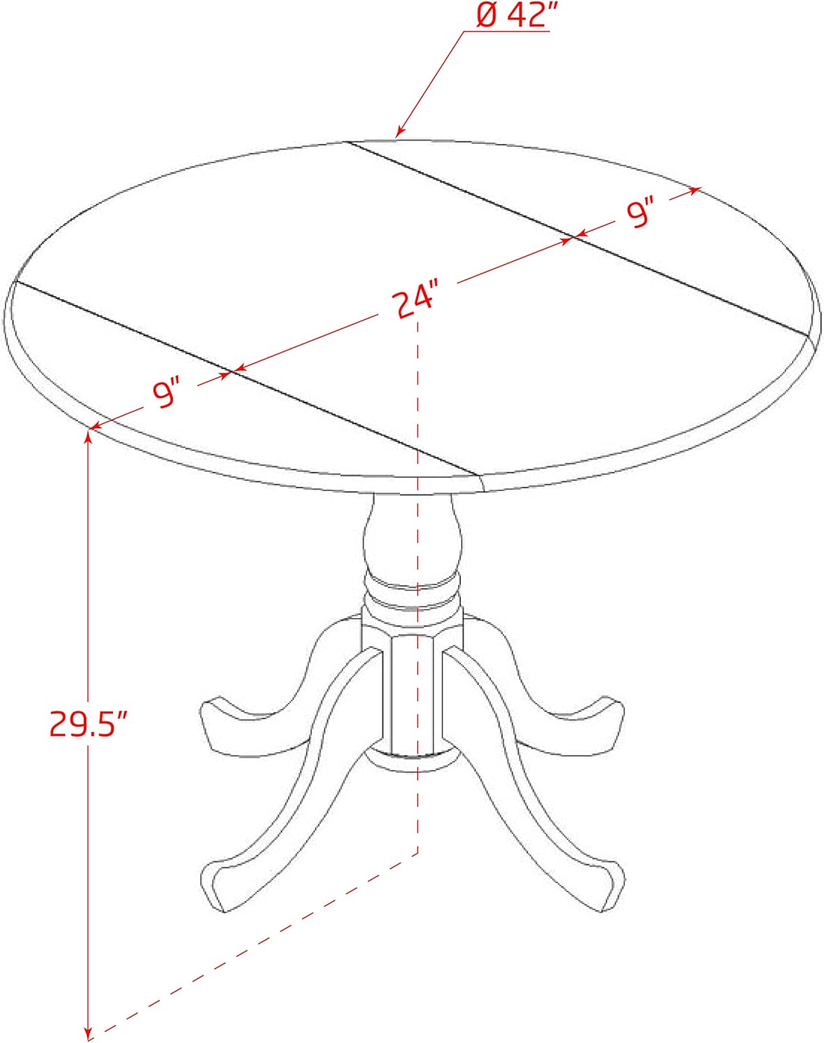 East West Furniture DLMZ3-AB6-50 3 Piece Dining Table Set Contains a Round Dining Room Table with Dropleaf and 2 Dark Gotham Grey Linen Fabric Upholstered Chairs, 42x42 Inch, Wirebrushed Black