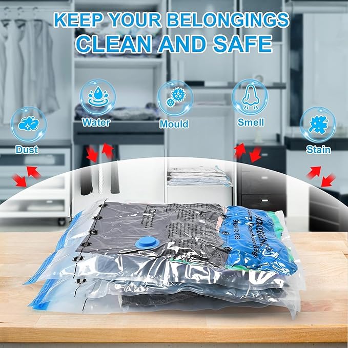 BoxLegend Vacuum Storage Bags with Hand Pump 6 Medium 19.68’’x27.56’’ Thickened Vacuum Seal Bags for Clothing Bed Sheets Pillowcases Compression Space Saving for Luggage, Backpack, Suitcase