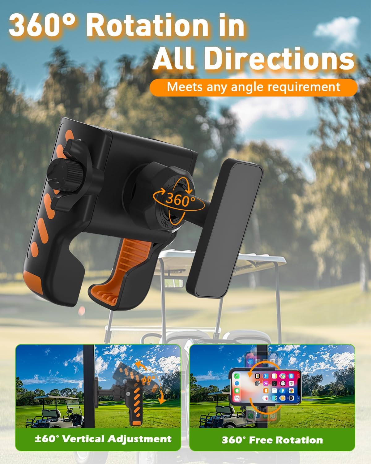 Golf Cart Phone Holder, Magnetic Phone Holder for Golf Cart, with Super Strong N52 Magnets, Fits EZGO/Yamaha/Club Car/Icon Golf Cart, Golf Accessories for Men & Women - Golf Cart, Gym (1 Pack)