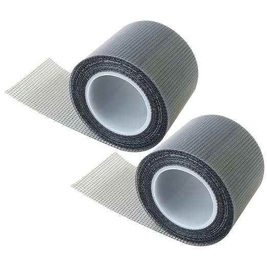 Heavy-Duty 2" x16.5' Screen Repair Tape 2-Pack, Black Fiberglass Mesh Fit for Invisible Mends on Window & Door Screens