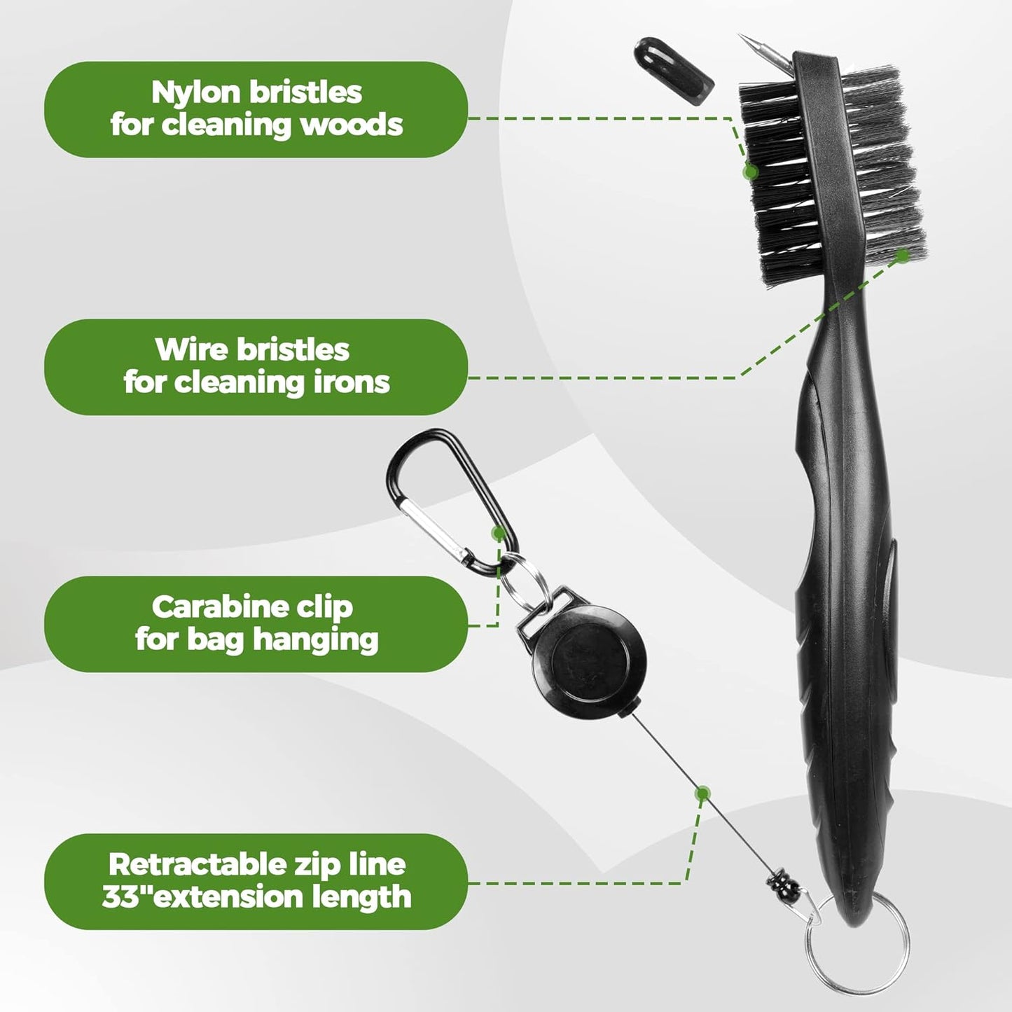 ATTRACTIVE Golf Towels, Microfiber Waffle Pattern Towels - Golf Club Brush with Cleaning (2 Black Towel+Black Brush)