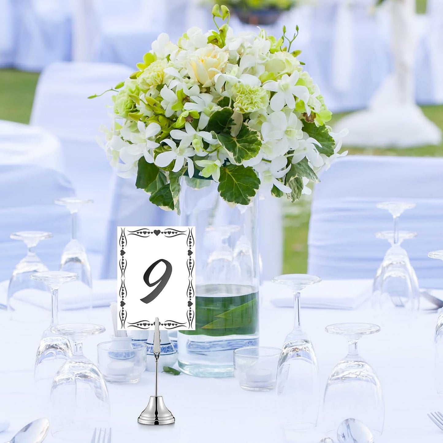 Skyygemm 12 Pcs Table Number Holders 3 Inch Place Card Holder with Alligator Clip Metal Table Card Holders Table Number Stands Table Sign Holders for Photos, Food Signs, Birthdays, Weddings (Silver)