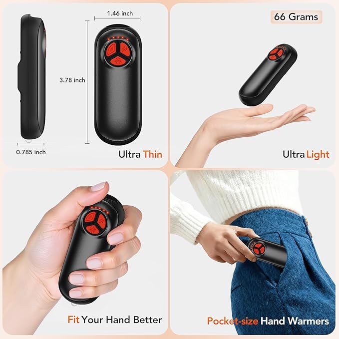 Upgraded Hand Warmers Rechargeable 2 Pack, AI Electric Hand Warmers, Portable Heater, 1s Safe Rapid Heat, 5 Gears Temperature Control, for Hunting, Camping, Hiking, Outdoor