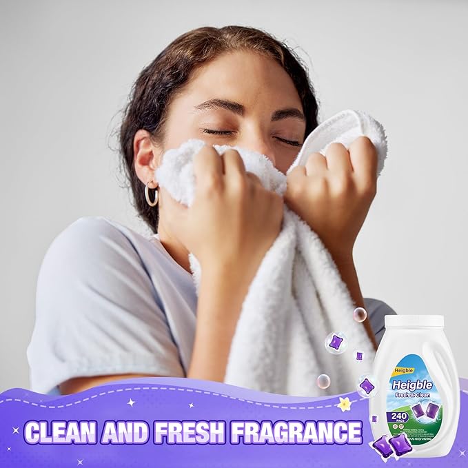 240 Count Laundry Detergent Pods Bulk Laundry Detergent Soap Pacs Ultra Concentrated for Clean Clothes Stain Fighting Fresh Scent(Lavender Scent)