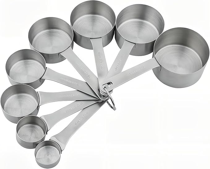 Smithcraft Measuring Cups Set 8, 18/8 Stainless Steel Measuring Cups Set, Metal Measuring Cups With 1/8, 1/4, 2/3, 3/4 Measuring Cup for Kitchen & Baking