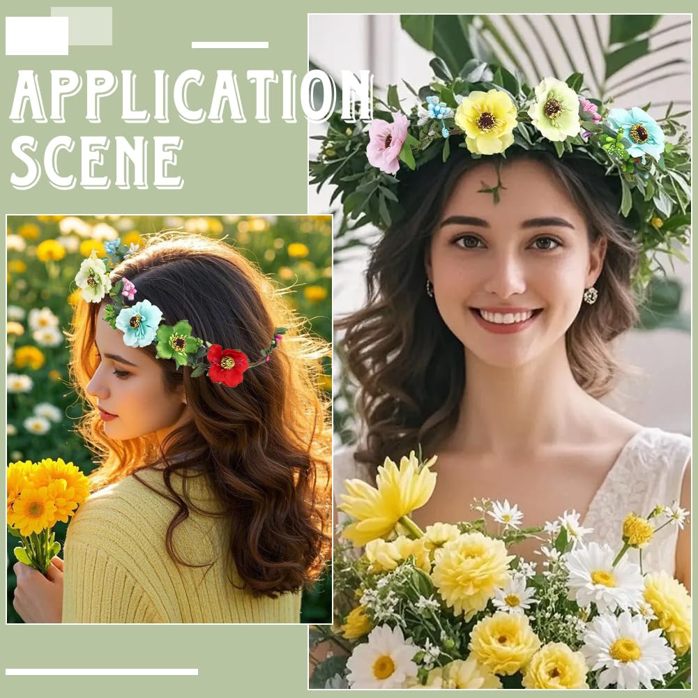 BEAMARKER 20 Sets Flower Crowns Making Kit Make Your Own Flower Crown Wreath Garland Headbands Craft Kit Handmade DIY Fairy Floral Hair Accessories Gift Christmas Bulk Items for Women