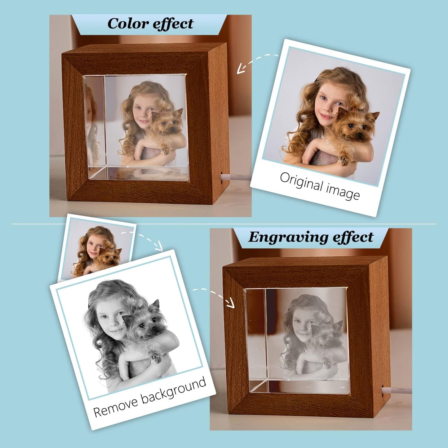 2D Crystal Photo, Custom color printing square Crystal, children's night light Personalized Gift, Anniversary, Pet, Memorable Gift, Birthday Gifts