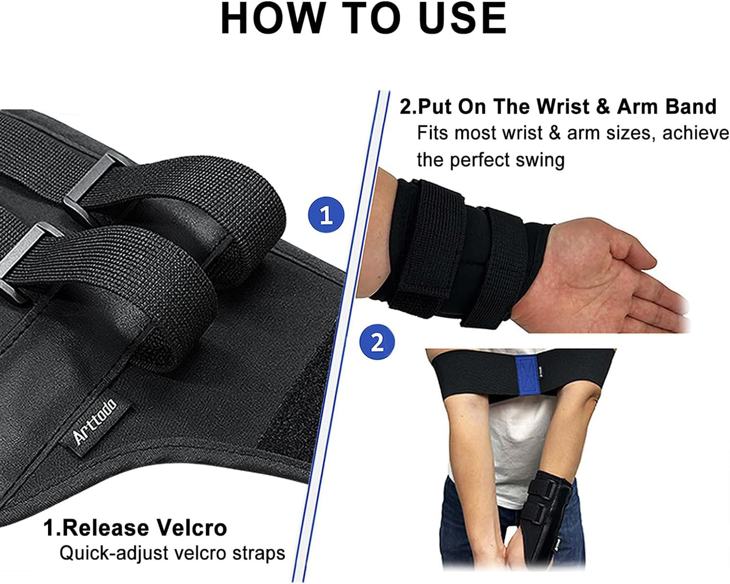Golf Training Kit with Arm Band & Wrist Strap, Golf Swing Training Aid to Correct Wrist Angle and Develop Muscle Memory for Beginner Golfers