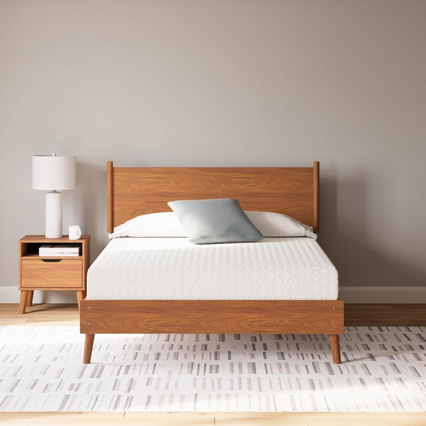 Signature Design by Ashley Queen Size Chime 10 Inch Medium Firm Memory Foam Mattress with Green Tea & Charcoal Gel for Pressure Relief, Fiberglass Free, Mattress In A Box