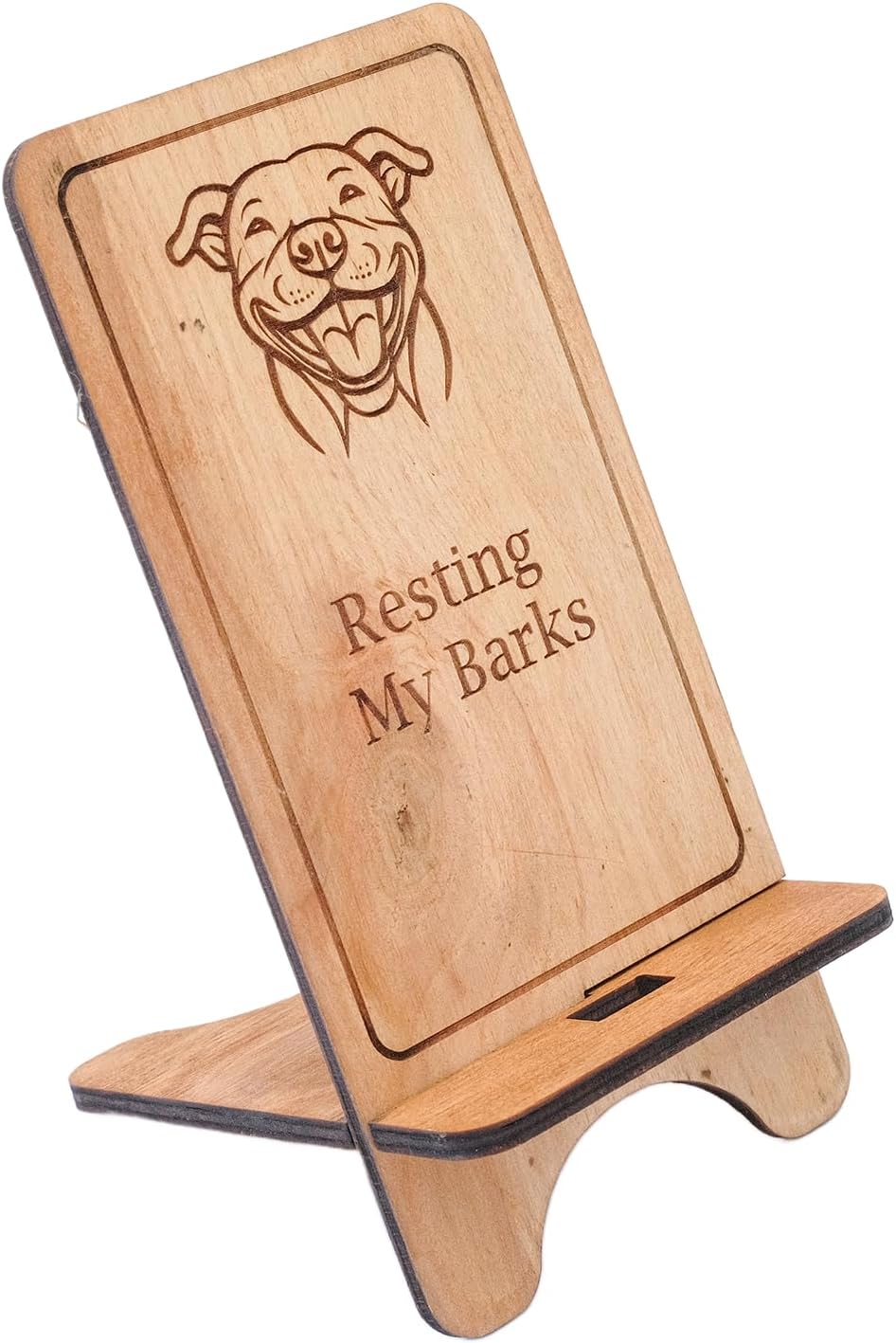 Personalized Smart Phone Stand for Pet Lovers Custom Dog Face Desk Holder Funny Gift for Home Office or Friends Handmade from Natural Materials