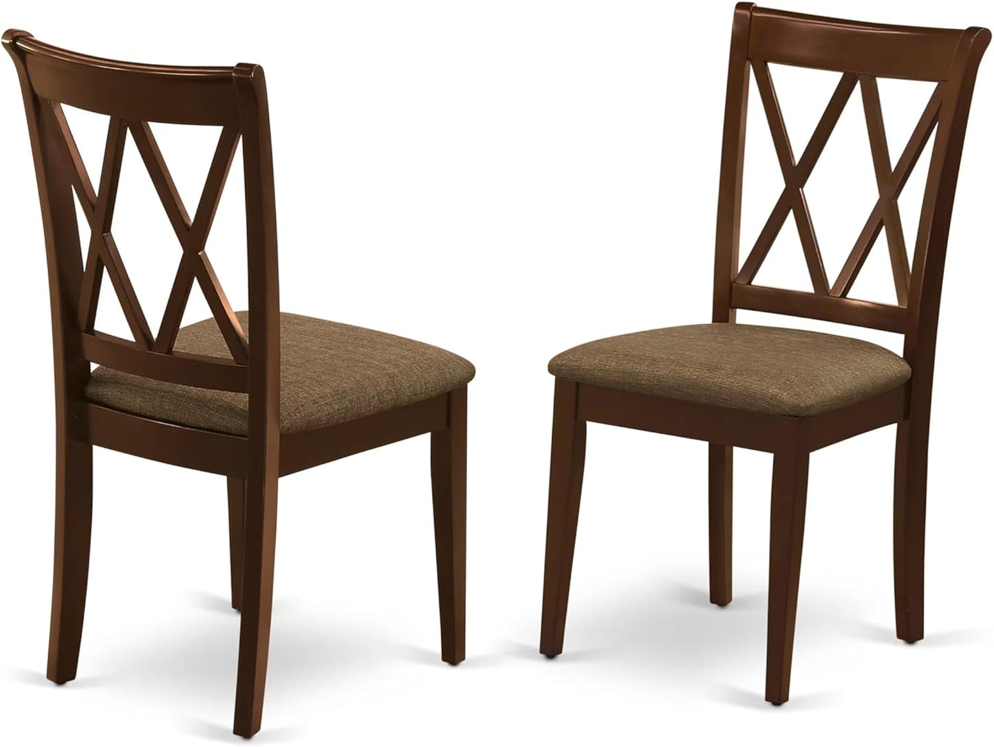 East West Furniture DUCL6-MAH-C 6 Piece Kitchen Table & Chairs Set Contains a Rectangle Dining Room Table and 4 Linen Fabric Dining Chairs with a Bench, 36x60 Inch, Mahogany