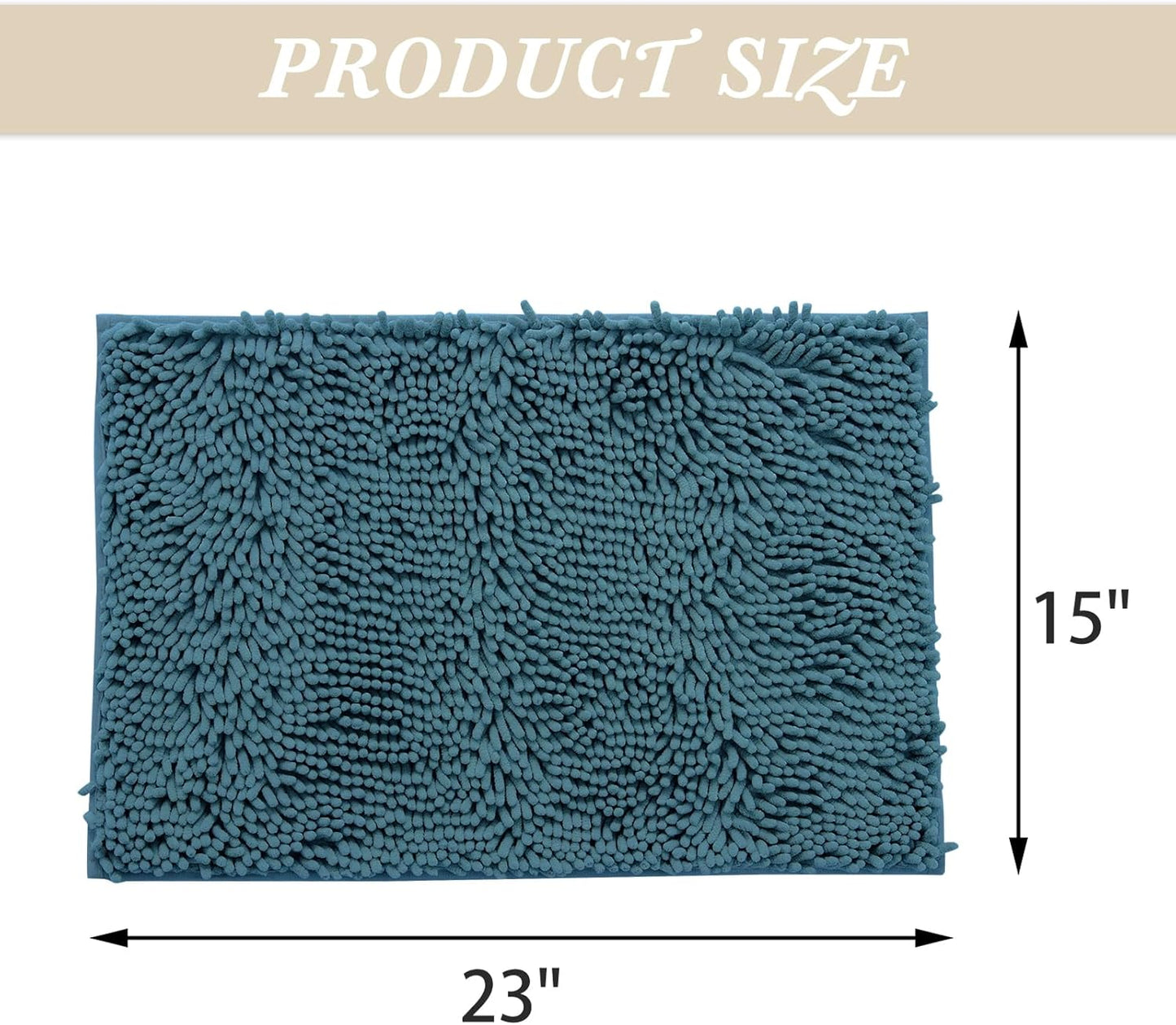 Non-Slip Bath Rug,Extra Soft Microfiber Bedroom Shag Carpet with Anti-Slip Backing,Water/Dust Absorbent Fast Dry Shower Mat,Sound Insulated Stairs Pad,Machine Washable (Turquoise,15 x 23 Inches)
