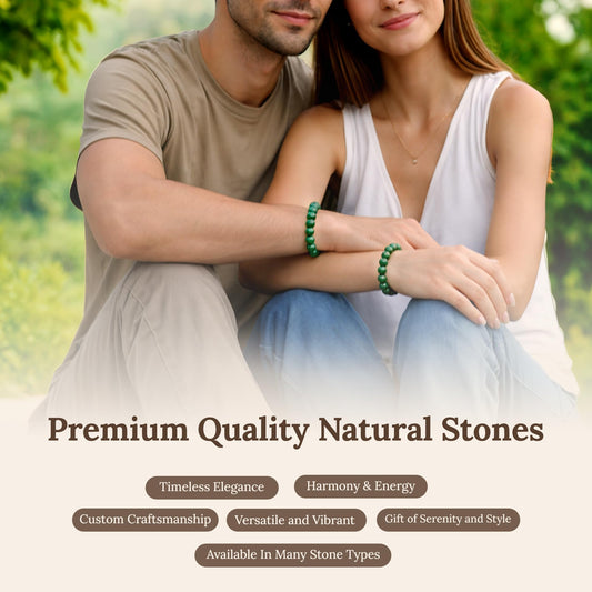 Elm City Direct 8mm Natural Stone Beaded Bracelet – Unisex Crystal Stretch Bracelets for Men & Women, Chakra & Healing Jewelry, Gift-Ready Beaded Bracelets (Jade, 8mm)