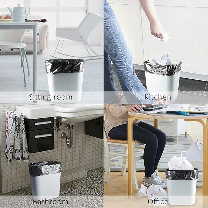 2 Gallon 180 Counts Small Strong Black Trash Bags Garbage Bags by Teivio,Small Waste Basket Liner, Bathroom Trash Can Bin Liners, Plastic Bags for home office kitchen,Black