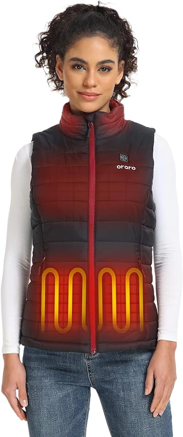 ORORO Women's Lightweight Heated Vest with USB-C Rechargeable Battery, Puffer Classic Heating Vest