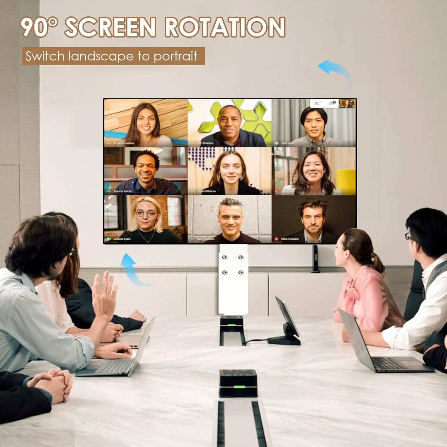 Rolling TV Stand with Power Outlet, Swivel Mobile Portable TV Cart for 32-75 Inch TVs up to 110 lbs, Landscape to Portrait, Height Adjustable Outdoor TV Stand with Wheels, Max VESA 600x400mm