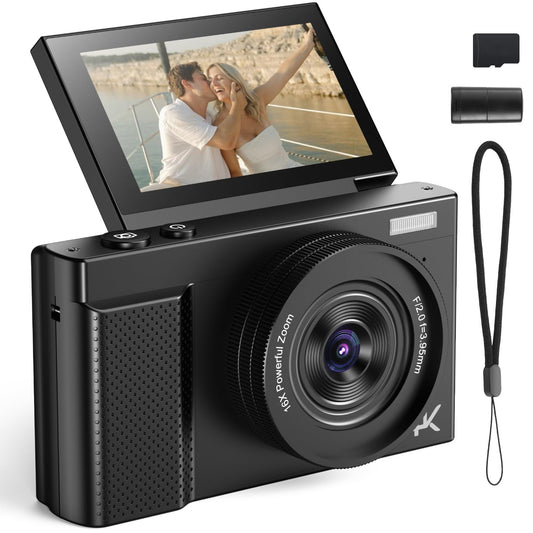 4K Digital Camera For Photography, 64Mp Retro Autofocus Vlogging Camera For Beginners & Teens With 3 180 Flip Screen, 16X Zoom,