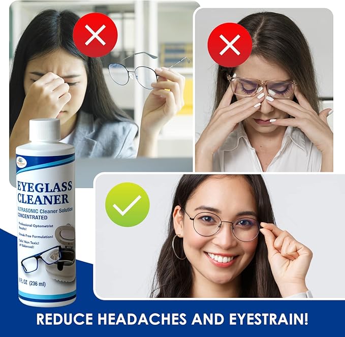 NORTHWEST ENTERPRISES Ultrasonic Cleaner Solution for Eyeglasses, Concentrated for Glasses Cleaning in Sonic and Ultrasonic Machines (32oz)