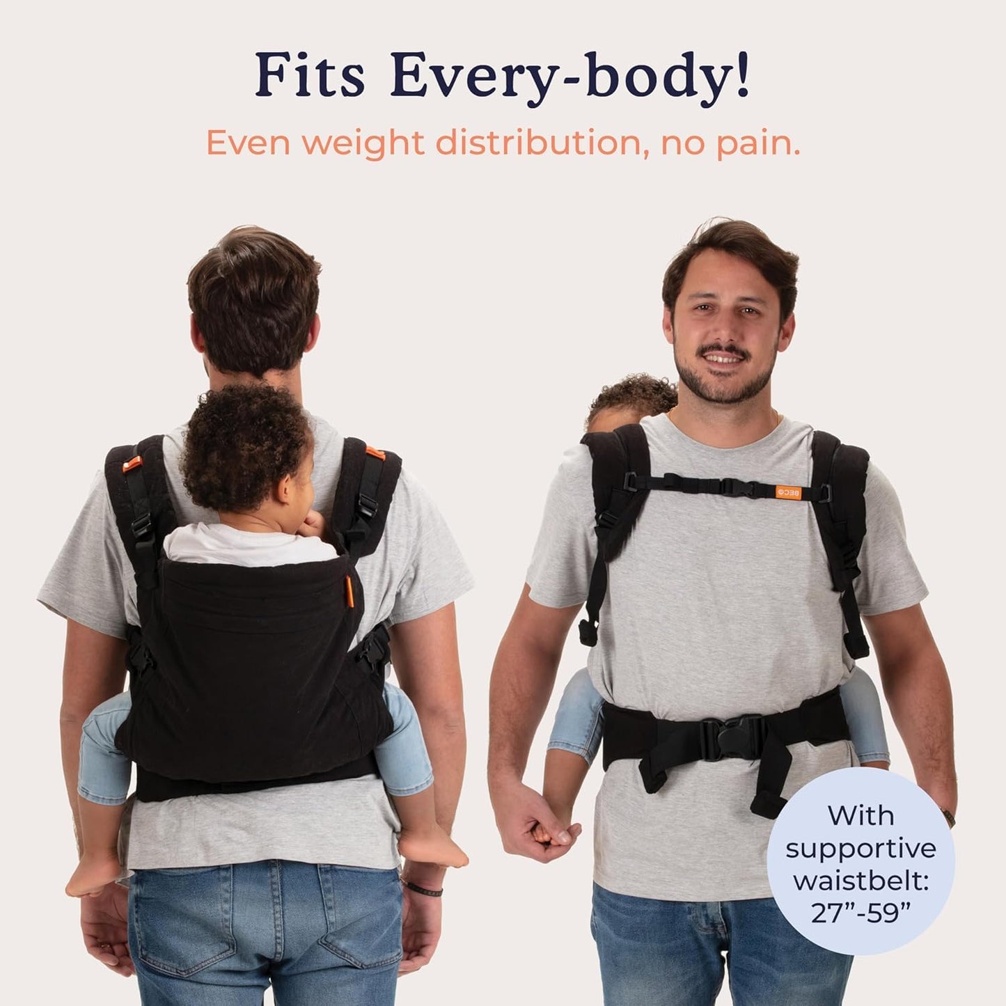 Beco Baby Carrier Toddler Carrier with Extra Wide Seat - 100% Cotton Carrying Backpack Style & Front-Carry,Lightweight & Breathable Child Carrier, Toddler Sling Carrier 20-60 lbs (Metro Black)