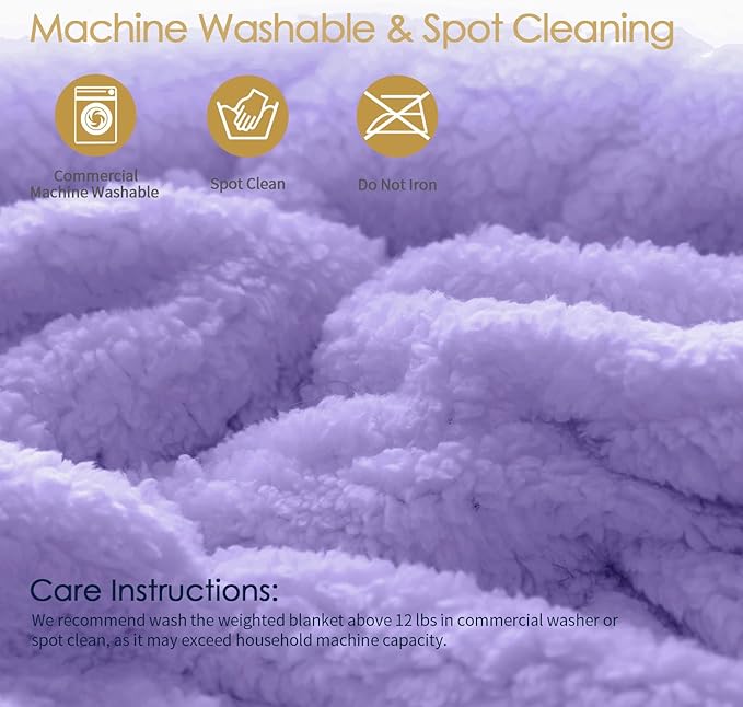 Mr. Sandman Faux Fur Weighted Blanket 20 lbs, Weighted Blanket Queen Size with Luxury Long Fur and Plush Sherpa Back, Super Warm Fuzzy Decorative Heavy Blanket Throw - 60"×80", Light Purple