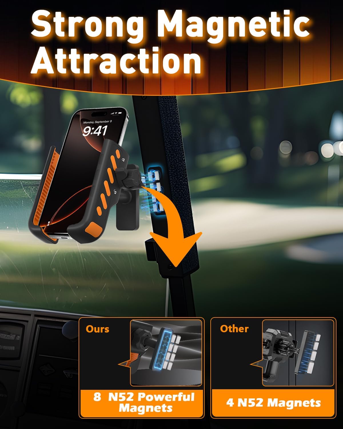 Golf Cart Phone Holder, Magnetic Phone Holder for Golf Cart, with Super Strong N52 Magnets, Fits EZGO/Yamaha/Club Car/Icon Golf Cart, Golf Accessories for Men & Women - Golf Cart, Gym (1 Pack)
