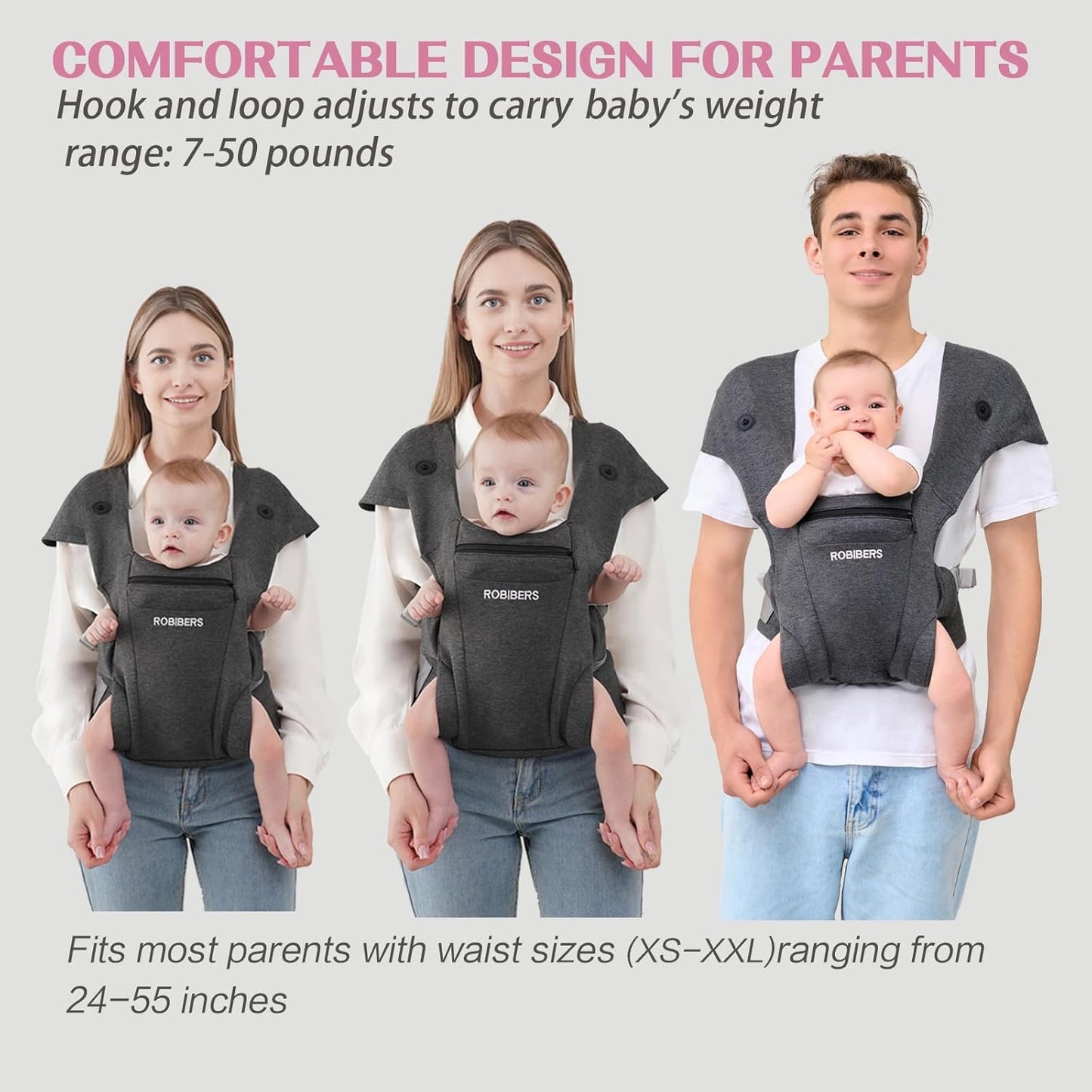 Newly Upgraded Baby Carrier Newborn to Toddler - Infant Carrier for Babies 0-36 Months, Ergonomic and Cozy Carrier with Soft Fabrics for Face-in and Face-Out Front, Dark Gray
