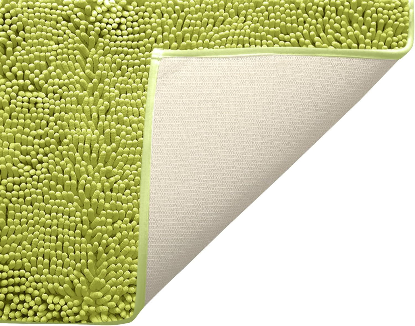 Non-Slip Bath Rug,Extra Soft Microfiber Bedroom Shag Carpet with Anti-Slip Backing,Water/Dust Absorbent Fast Dry Shower Mat,Sound Insulated Stairs Pad,Machine Washable (Lime Green,23 x 35 Inches)