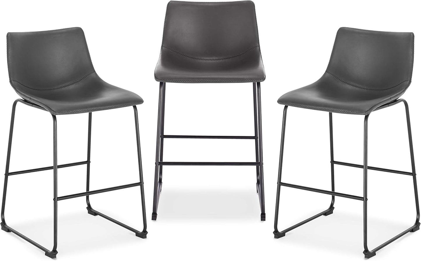EdgeMod Brinley Counter Stool in Grey (Set of 3)