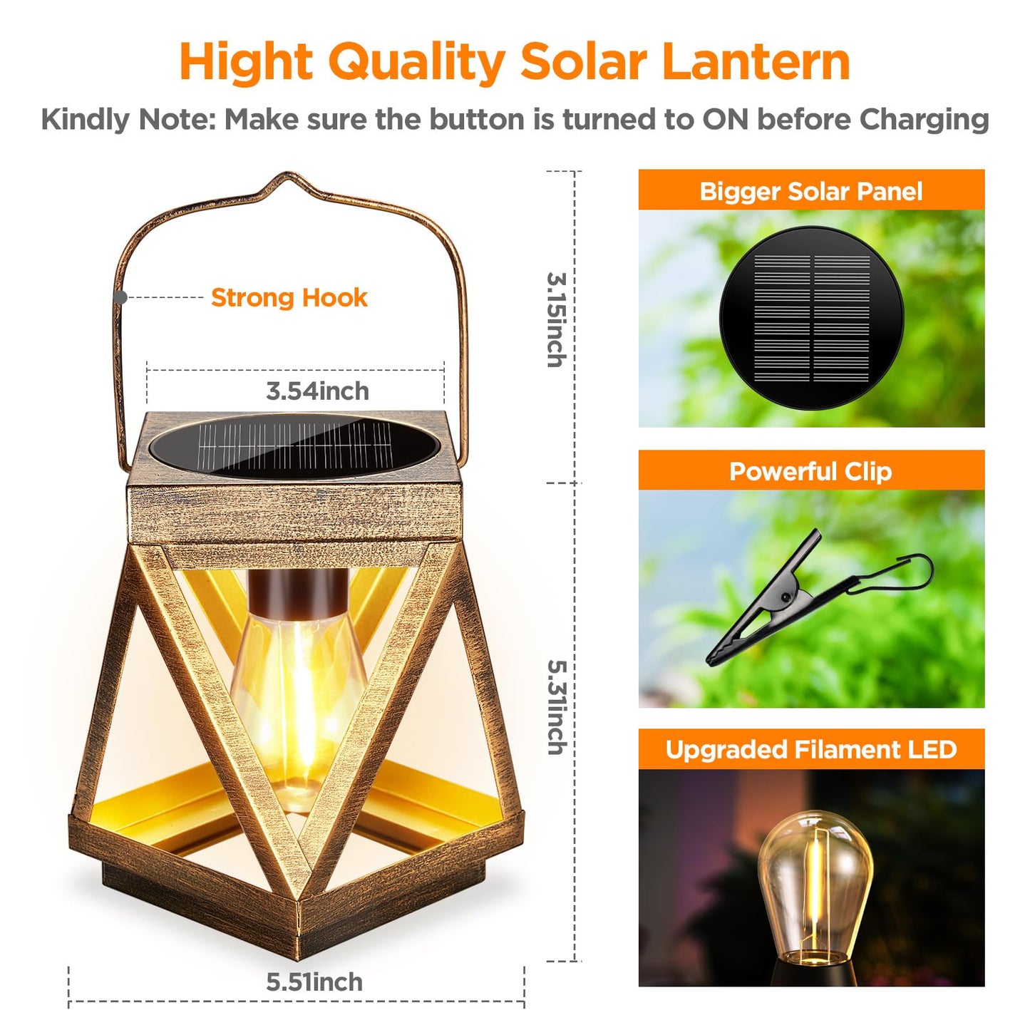 KOOPER Solar Lanterns Outdoor Waterproof, 4 Pack Upgraded Metal Hanging Solar Lights Outdoor Lantern Decorative, Bright Bronze Hanging Lanterns for Yard Patio Table Pathway Garden Decor