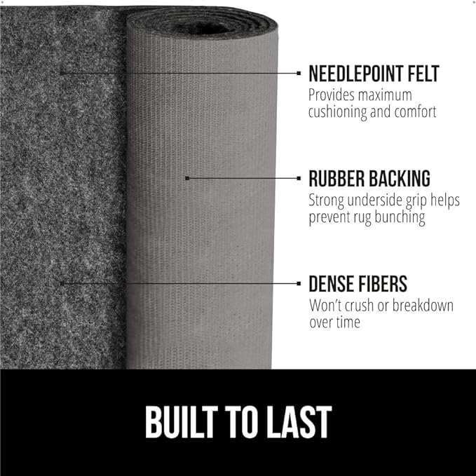 GORILLA GRIP Felt and Natural Rubber Stay in Place Slip Resistant Rug Pad, 1/8in Thick, 5x7 FT Protective Padding Under Area Rugs, Cushioned Gripper Pads, Carpet Runners, Hardwood Floors Protection