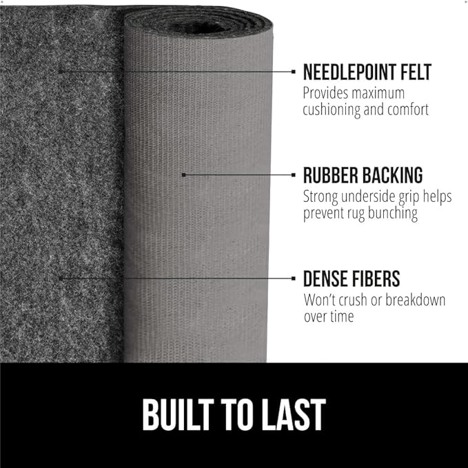 GORILLA GRIP Felt and Natural Rubber Stay in Place Slip Resistant Rug Pad, 1/8in Thick, 3x5 FT Protective Padding Under Area Rugs, Cushioned Gripper Pads, Carpet Runners, Hardwood Floors Protection