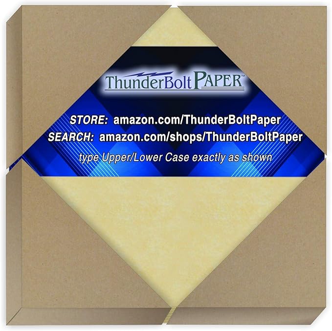 50 Gold Parchment 65lb Cover Weight Paper - 4" X 4" (4X4 Inches) Square Photo|Card|Frame Size - Printable Cardstock Colored Sheets Old Parchment Semblance