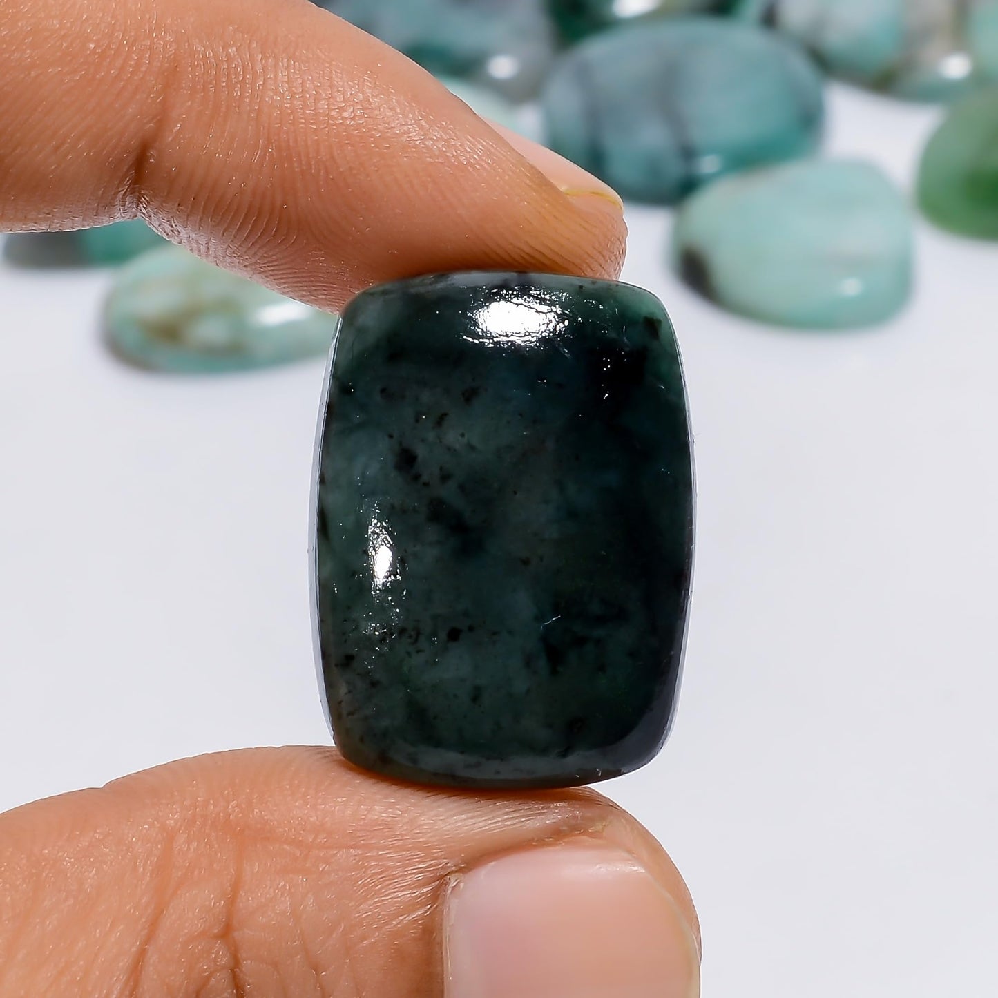 Natural Green Emerald Gemstone- Healing Crystals for DIY Jewelry Making -Loose Natural Cabochon -Perfect for Crafting Unique Jewelry Designs Gift for Her, Mother and Wife (5 pcs, 25-35 mm)