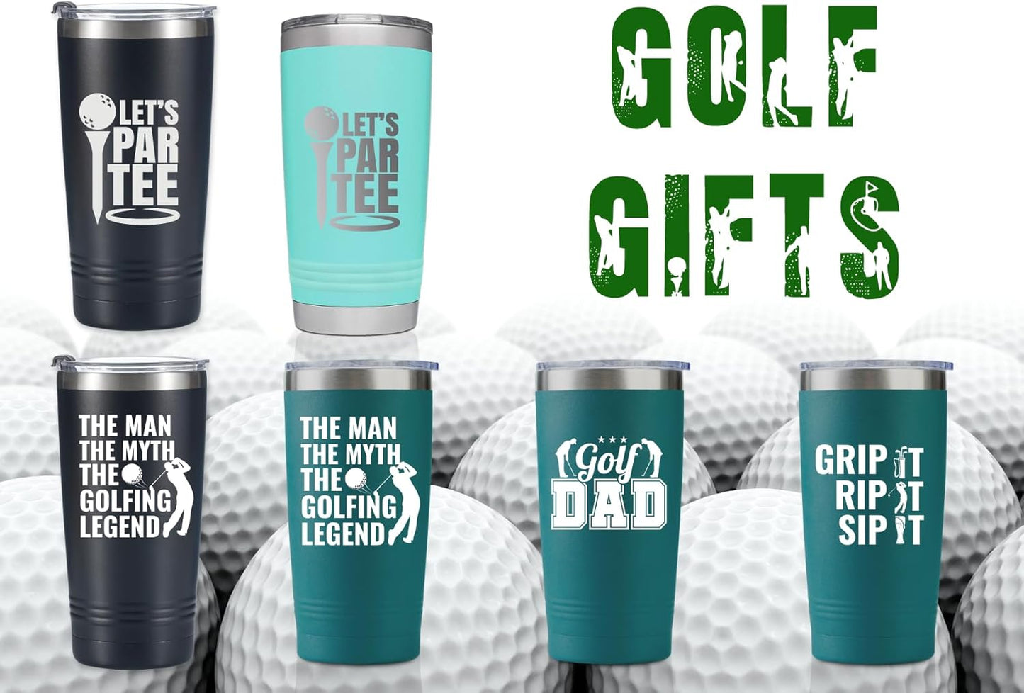 Onebttl Golf Gifts for Men - Funny 20oz Tumbler, Dad & Fathers Day Gift - Black - Let's Partee