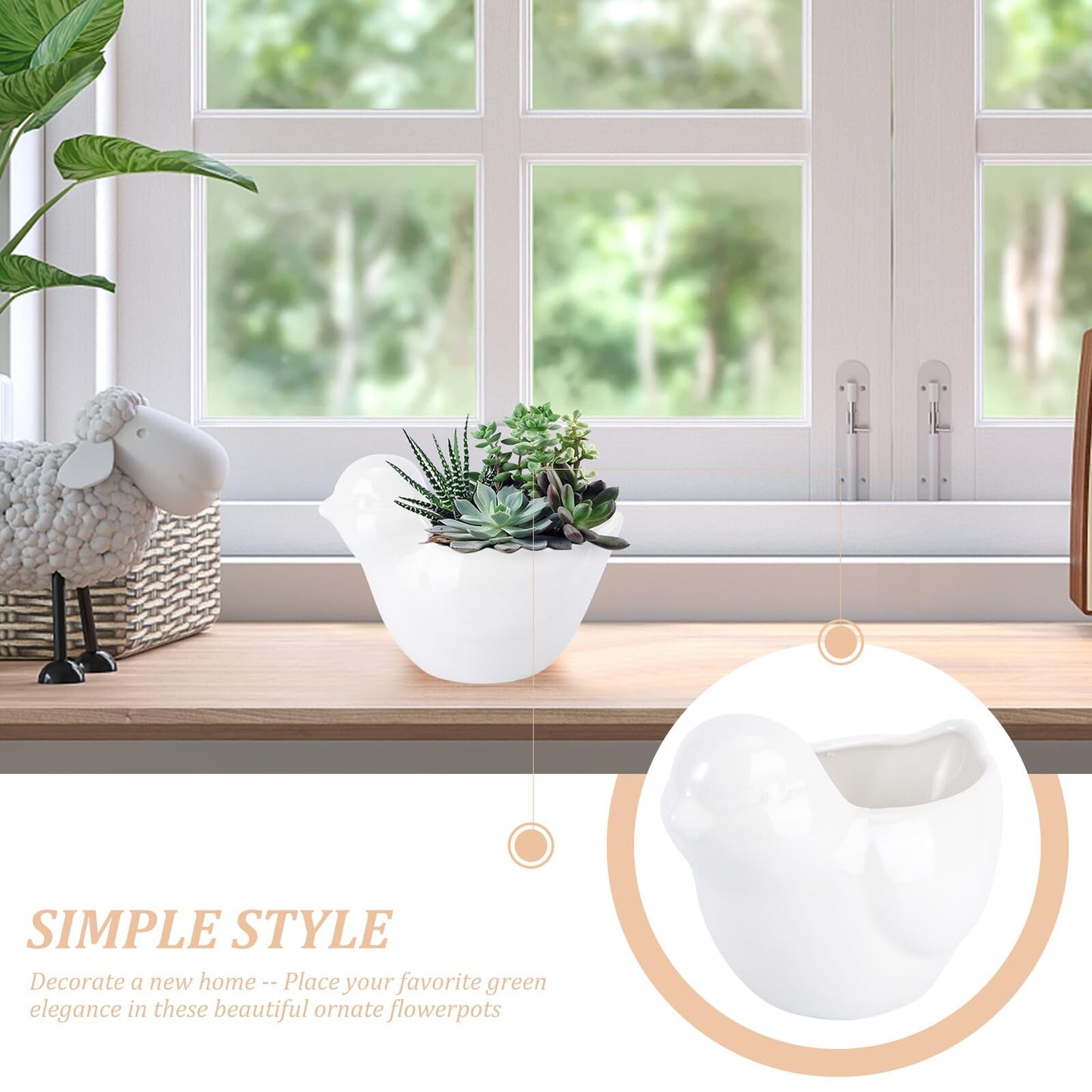 Luxshiny Ceramic Bird Flower Pot Creative Animal Modeling Succulent Planter Decorative Pot for Home Office Garden Use Unique Gift for Plant Lovers