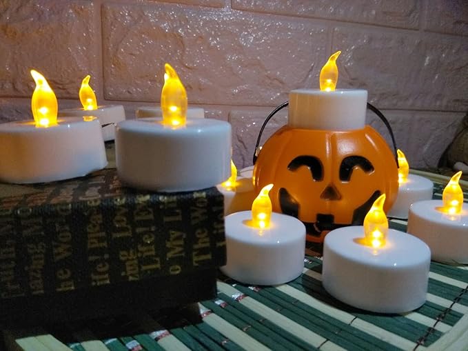 YIWER Tea Lights LED Tea Light Candles 200 Hours Pack of 200 Realistic Flickering Bulb Battery Operated Tea Lights for Seasonal Festival Celebration Electric Fake Candle in Warm Yellow(2 * 100)