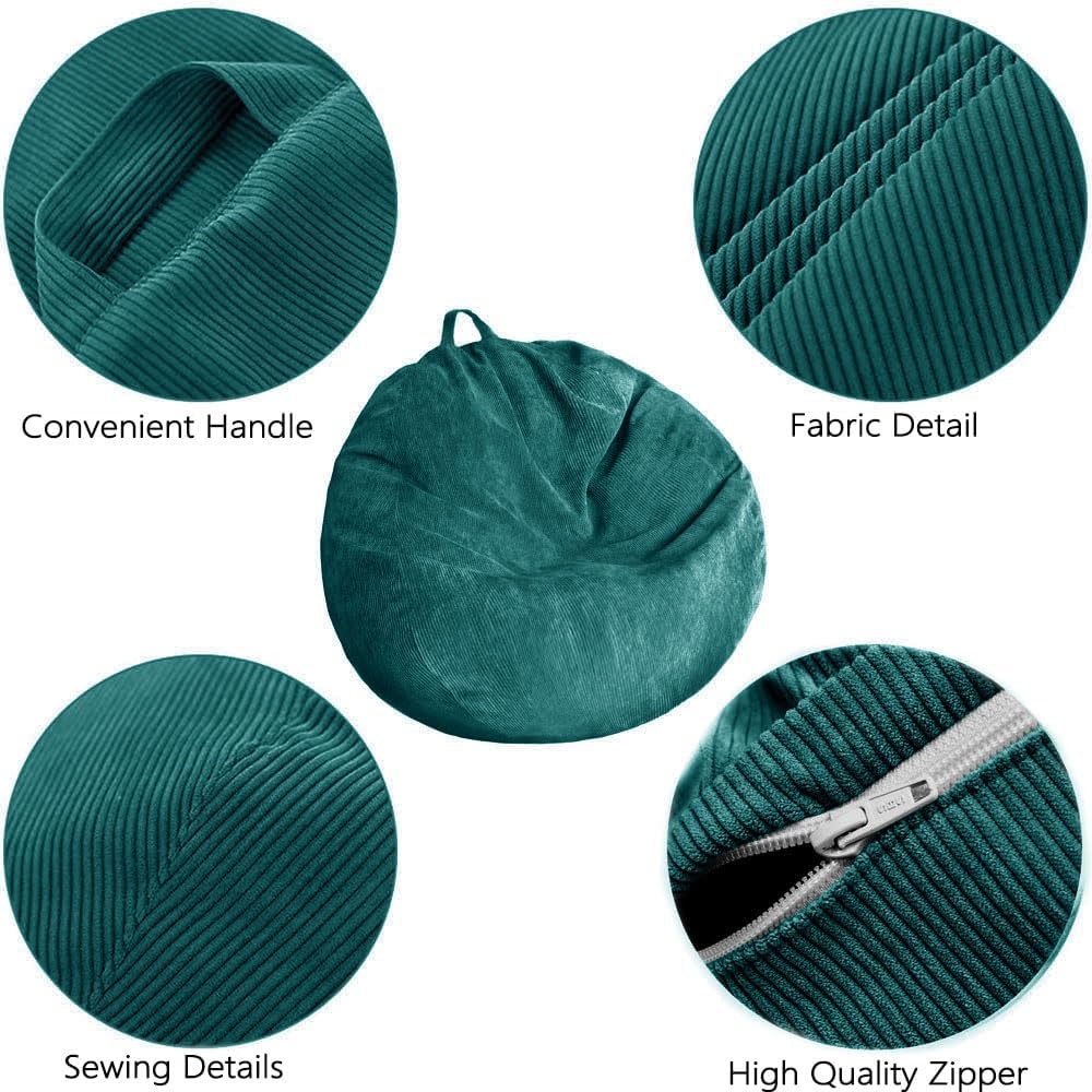 Stuffed Animal Storage Bean Bag Chair Cover (No Filler) Washable Ultra Soft Corduroy Bean Bag Cover for Organizing Plush Toys or Textile, Sack Bean Bag for Adults, Teens