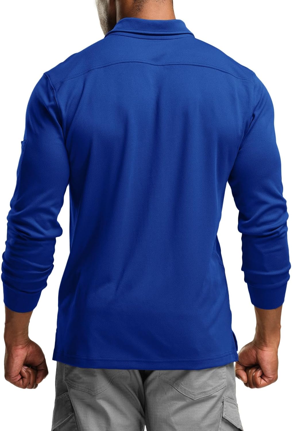 CQR Men's Polo Shirt, Long Sleeve Tactical Shirts, Outdoor UPF 50+ Pique Shirt, Dry Fit Lightweight Golf Shirts