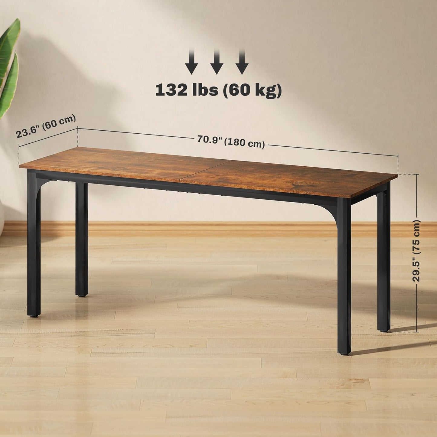 HOMCOM Modern Simple Large Computer Desk, 71" Long Home Office Desk for Two Person, Multi-Purpose Computer Table for Home Office Study, Rustic Brown