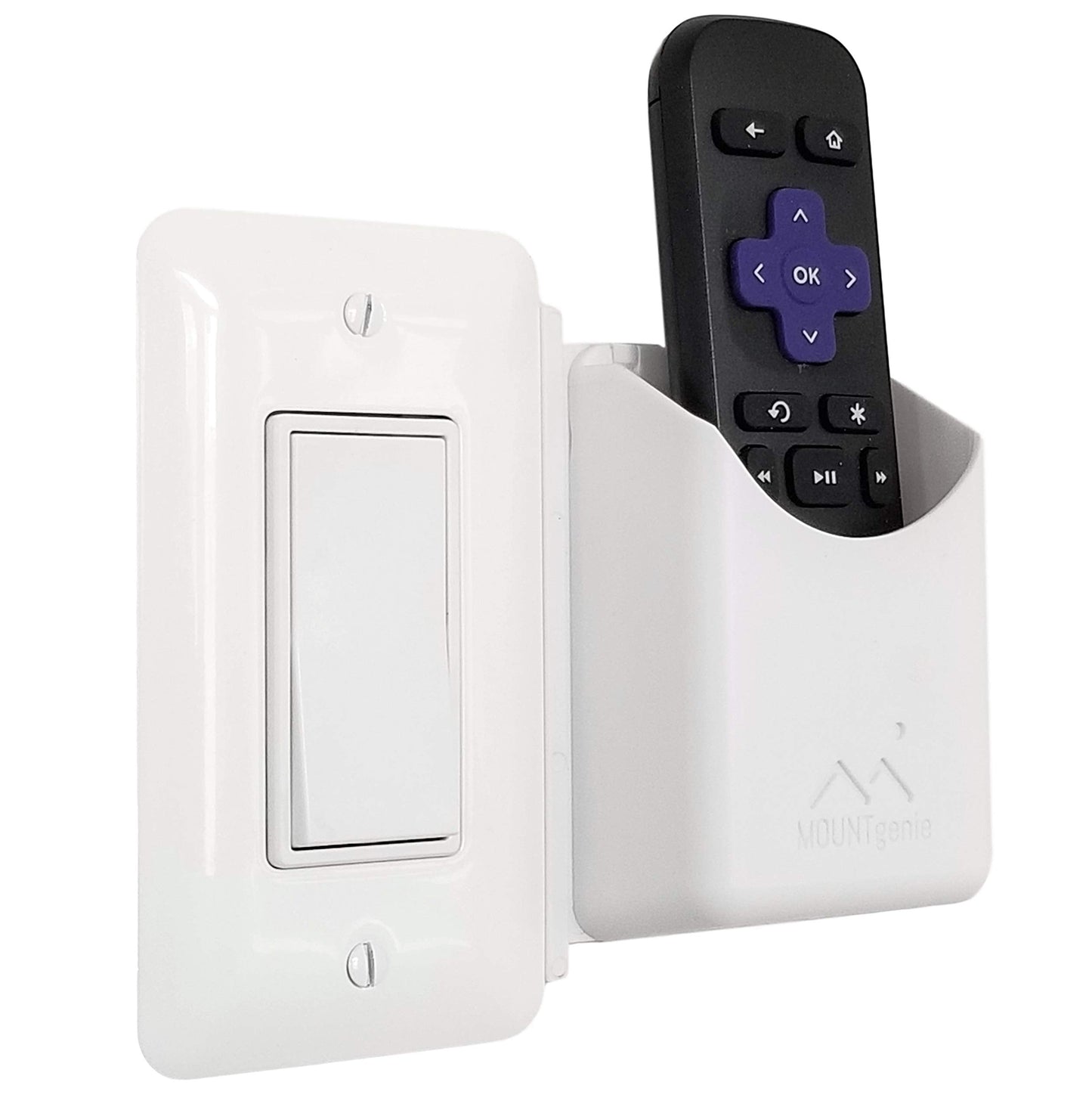 The No-Screwups Remote Control Holder By Mount Genie (White): Wall Mount With No Damaging Screws Or Tape. Installs In Seconds On