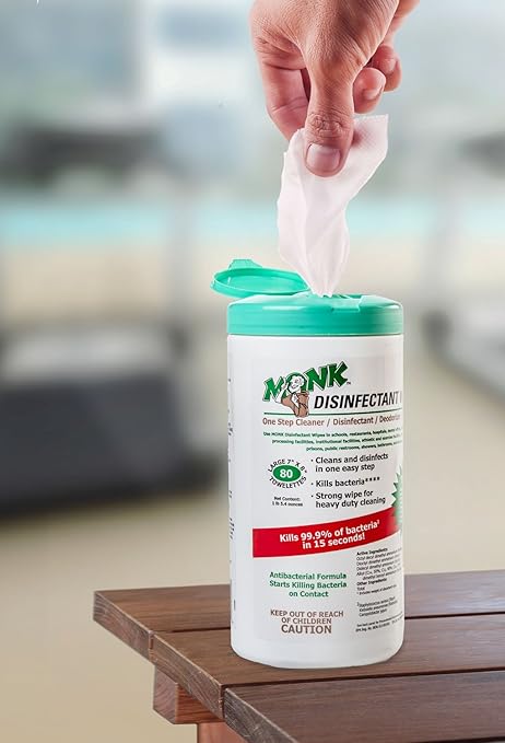DREUMEX Monk Disinfectant Wipes, Large Lemon Breeze Fresh Scented Disinfectant Wipes , Value Pack Contains 6 Canisters of 80 Count, Perfect for Gyms, Fitness Clubs, Schools, Commercial Facilities