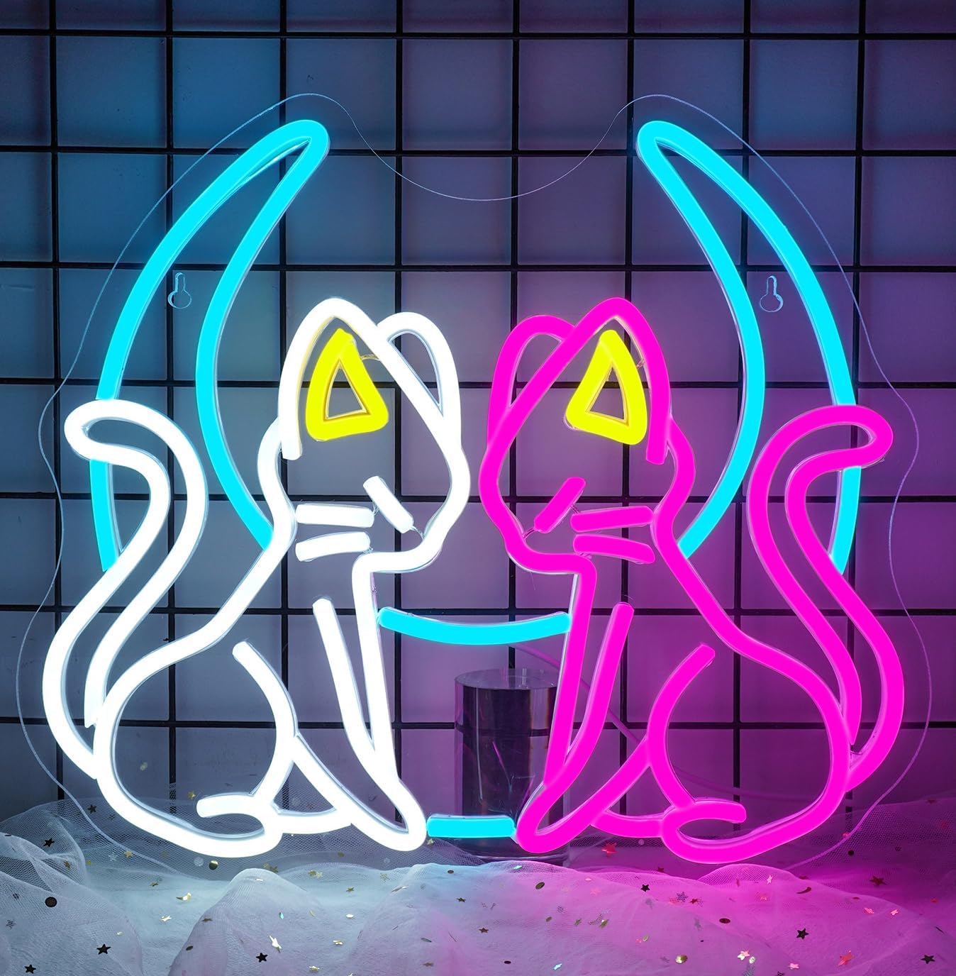 Wlhope Neon Cat Sign Moon Cat Neon Signs For Wall Decor Moon Led Wall Sign Light Led Signs For Bedroom Game Room Party Bar Man Cave Club Decoration Cat Lovers Gifts