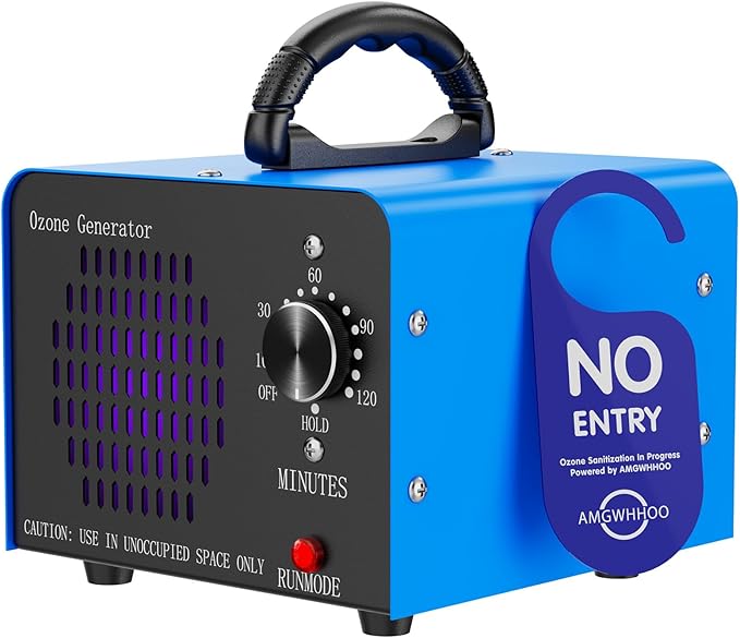 Ozone Generator Machine 100,000mg/h, High Capacity Ozone Odor Eliminator Removal Air Purifier for Home Car Pet & Basement Odor, Suitable for Spaces up to 7,000 Square Feet, Blue