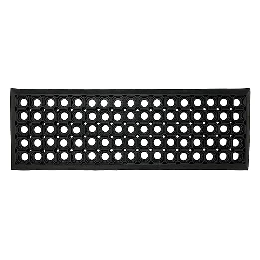 Ottomanson Outdoor Rubber Stair Treads – Circles Heavy-Duty Non Slip Stair Mats – Strong Grip for Concrete, Brick & Textured Steps – Extra Securing on Wooden & RV Steps, Pack of 5